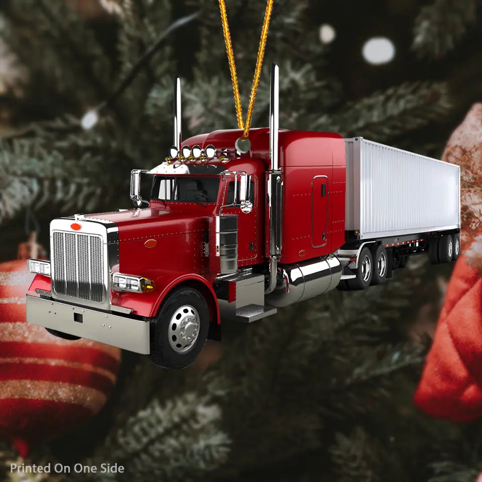 Personalized Photo Mica Ornament Gift For Trucker Custom Image Truck Ornament
