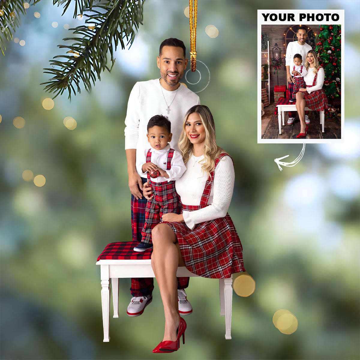 Personalized Photo Mica Ornament Merry Christmas