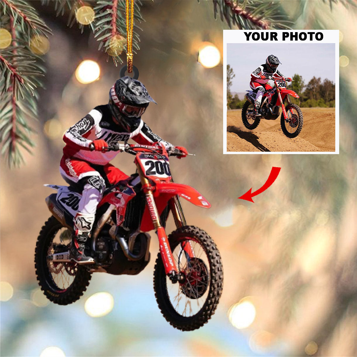 Personalized Photo Mica Ornament Motocross Dirt Bikes