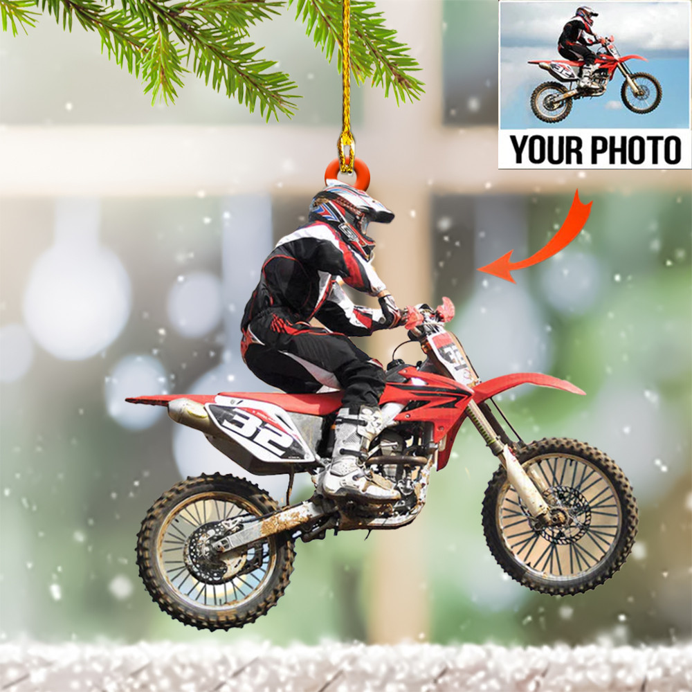Personalized Photo Motocross Dirt Bike Ornament Unique Christmas Gifts For Dirt Bike Riders