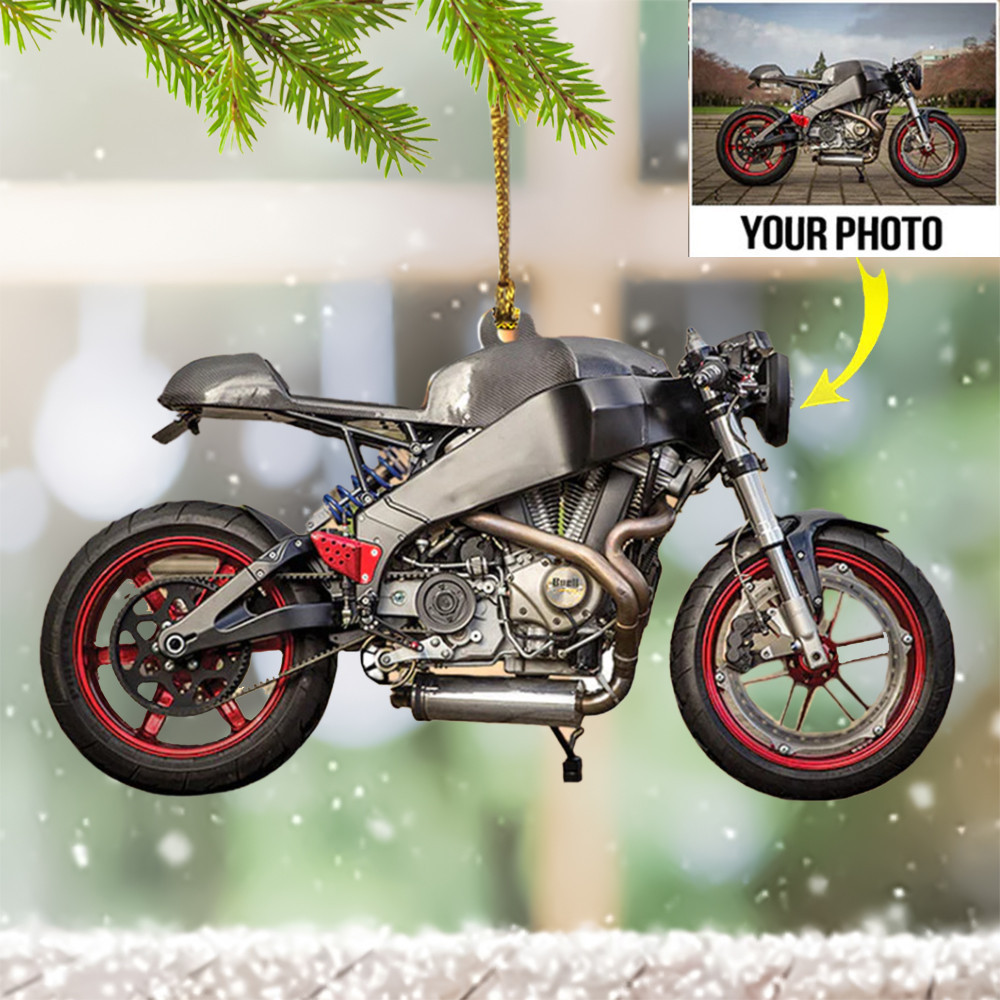 Personalized Photo Motorcycle Ornament Custom Picture Biker Christmas Ornaments Decoration