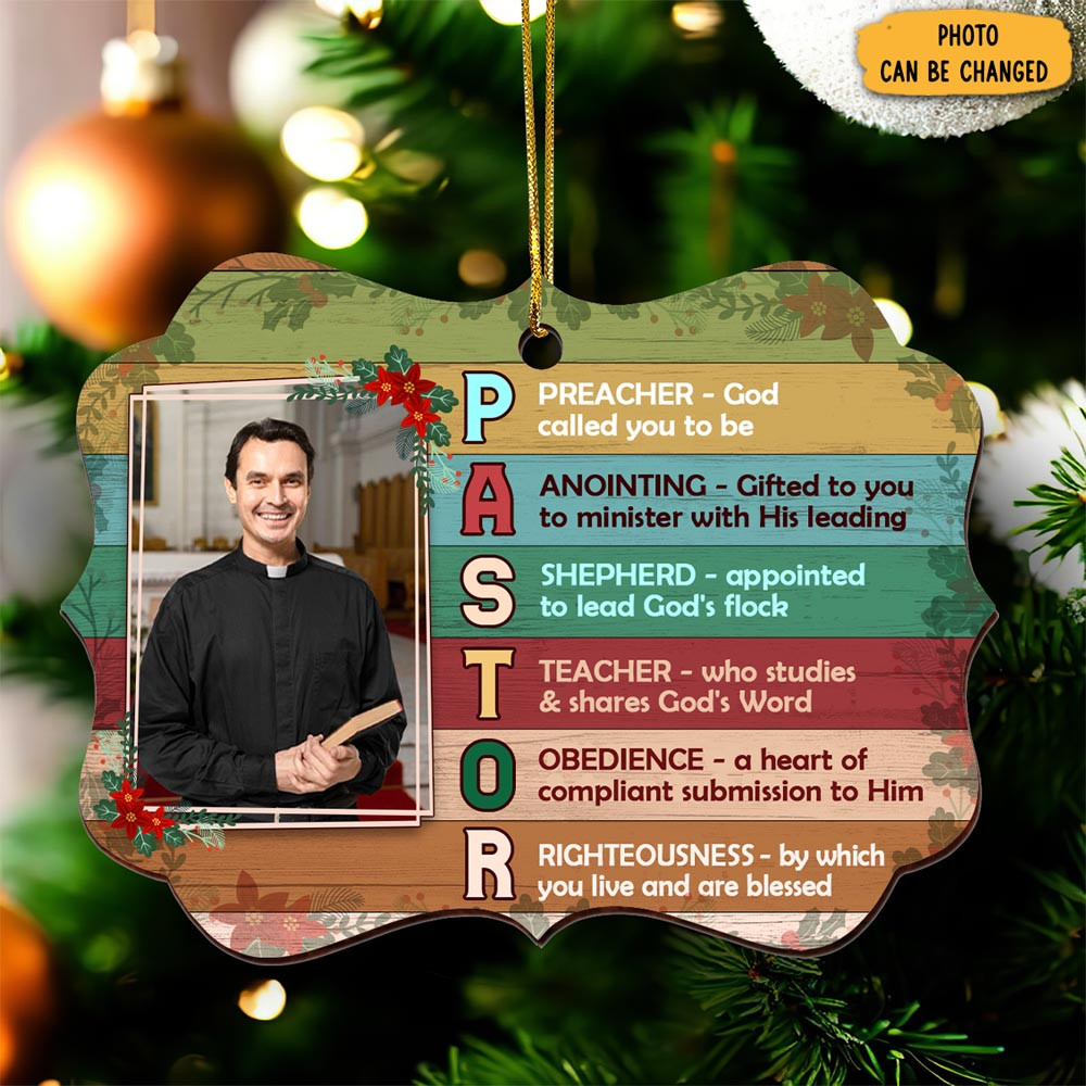 Personalized Photo Pastor Christmas Ornament Christmas Tree Decor Xmas Gift Ideas