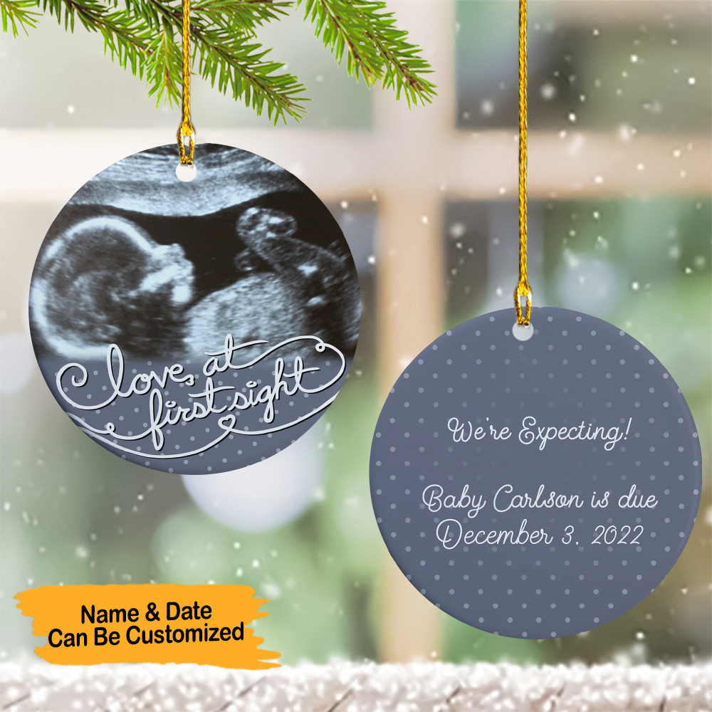 Personalized Photo Pregnancy Expecting Christmas Ornament 2024 We're Expecting Ornament