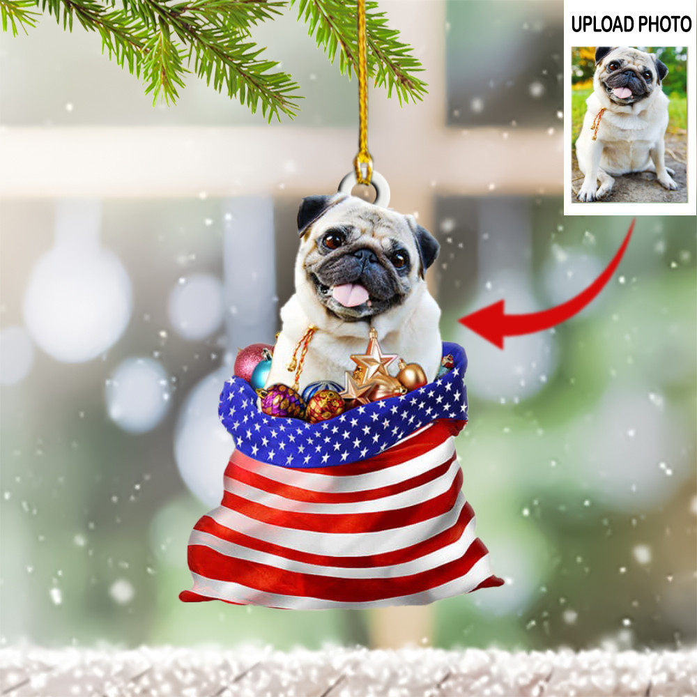 Personalized Photo Pug Christmas Ornament Pug Dog Ornament Decorating For Christmas