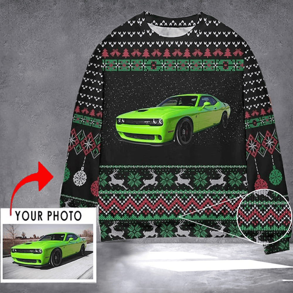 Personalized Photo Race Car Ugly Christmas Sweater Drag Racing Clothing Car Enthusiast Gifts