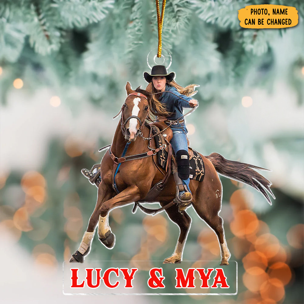 Personalized Photo Riding Horse Christmas Ornament Holiday Signs Horse Lover Xmas Gifts