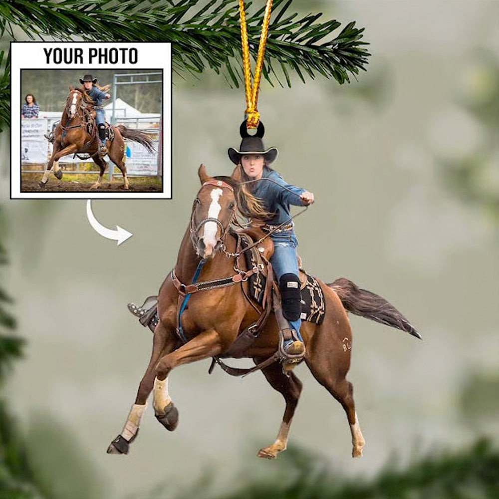 Personalized Photo Riding Horse Christmas Ornament Xmas Tree Decor Horse Lover Christmas Gift