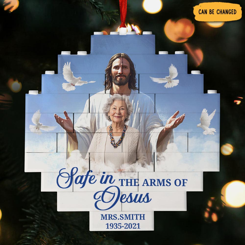 Personalized Photo Safe In The Arms Of Jesus Christmas Ornament Jesus Design Xmas Gifts