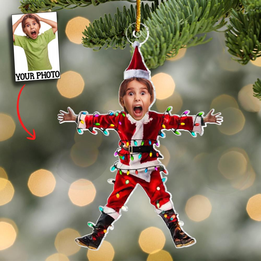 Personalized Photo Shocked Kid Christmas Ornament Xmas Decor Cool Christmas Gifts