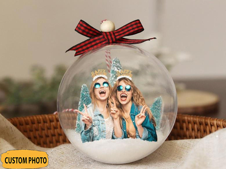 Personalized Photo Snow Ball Ornament Christmas Custom Ornaments With Picture Christmas Decor