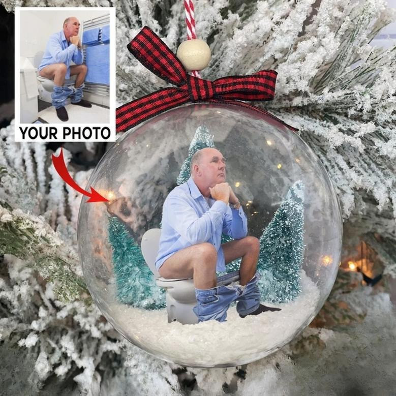 Personalized Photo Snowball Ornament Custom Picture Christmas Ornaments Funny Holiday Decor