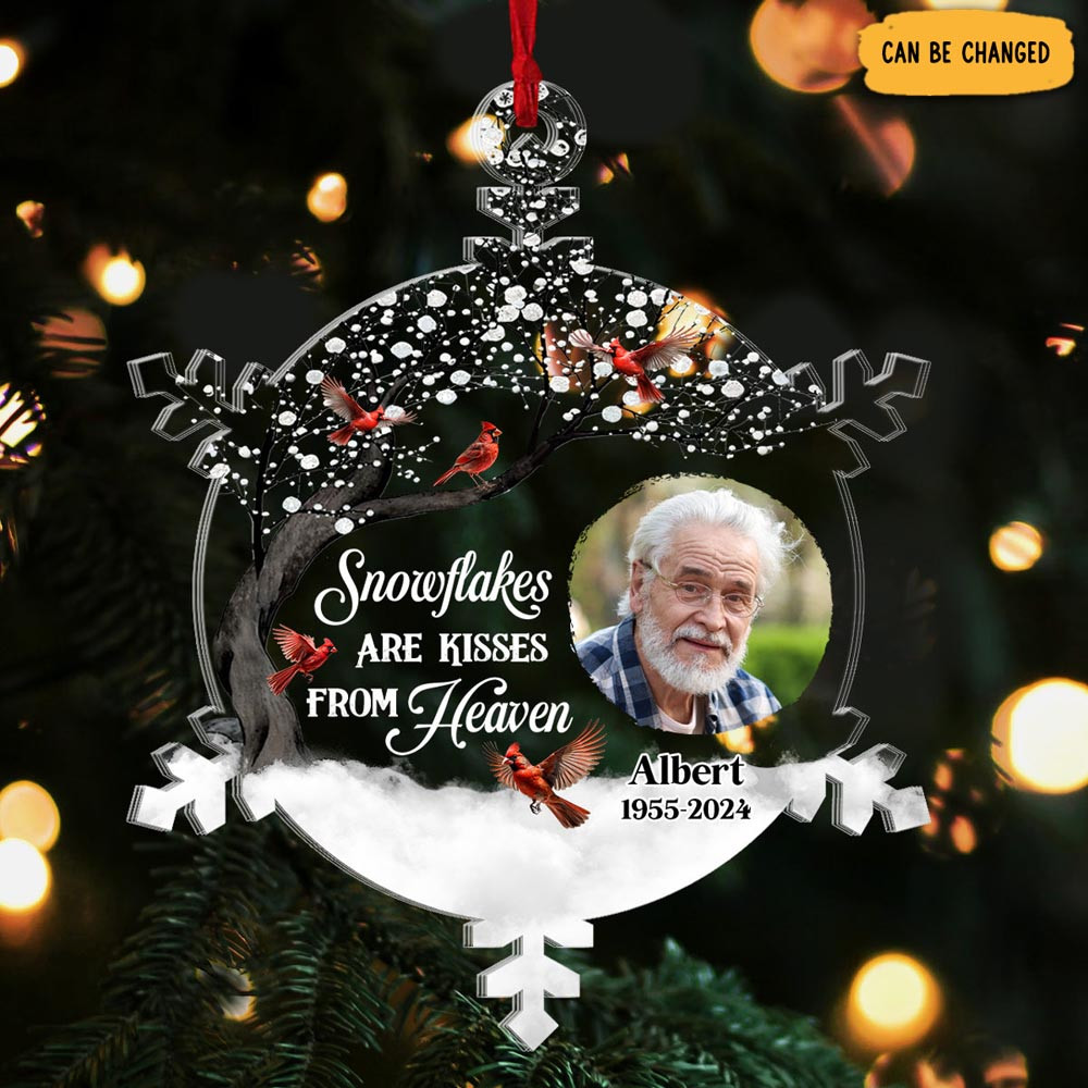 Personalized Photo Snowflakes Are Kisses From Heaven Christmas Ornament In Memory Ornaments