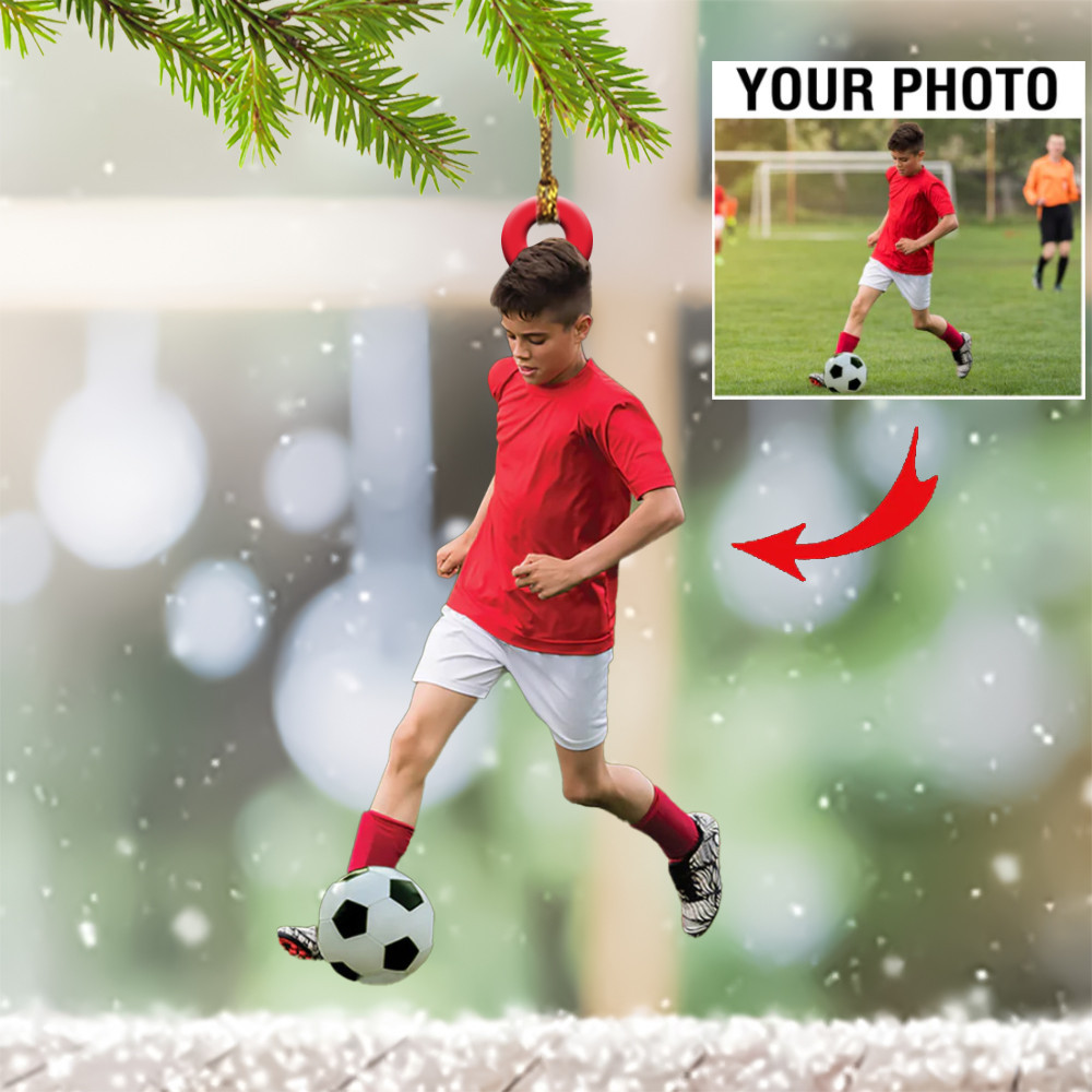 Personalized Photo Soccer Player Christmas Ornament Soccer Themed Xmas Ornaments Gift