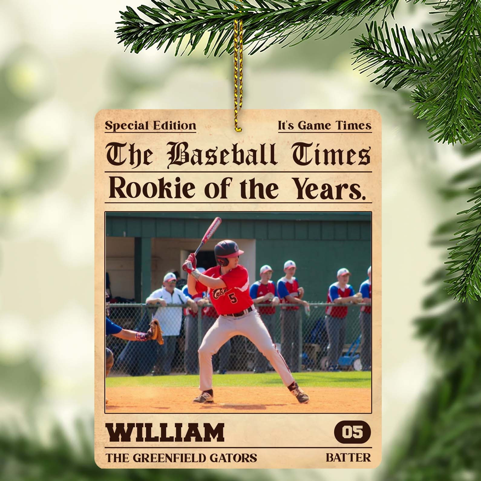 Personalized Photo The Baseball Times Ornament Christmas Tree Ornaments Baseball Lovers Gifts
