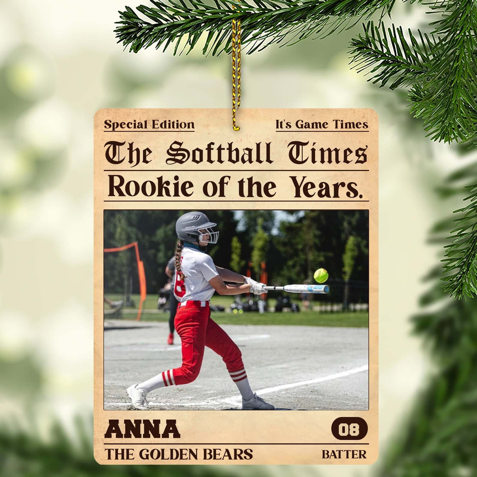 Personalized Photo The Softball Times Ornament Christmas Tree Ornaments Softball Lovers Gifts
