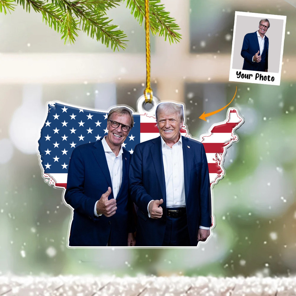 Personalized Photo Trump Won America Map Ornament Trump 45-47 Ornaments For Christmas Tree