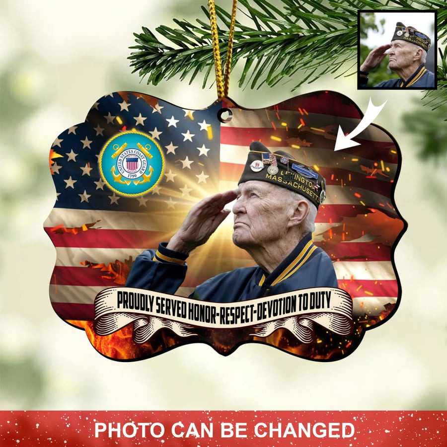 Personalized Photo US Coast Guard Christmas Ornament Xmas Tree Decor Thoughtful Christmas Gift