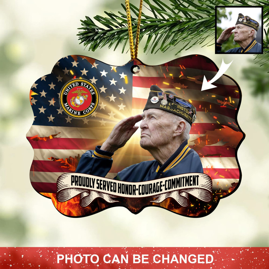 Personalized Photo US Marine Corps Christmas Ornament Xmas Tree Decor Thoughtful Christmas Gift