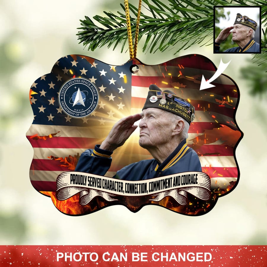 Personalized Photo US Space Force Christmas Ornament Xmas Decor Family Gifts For Christmas
