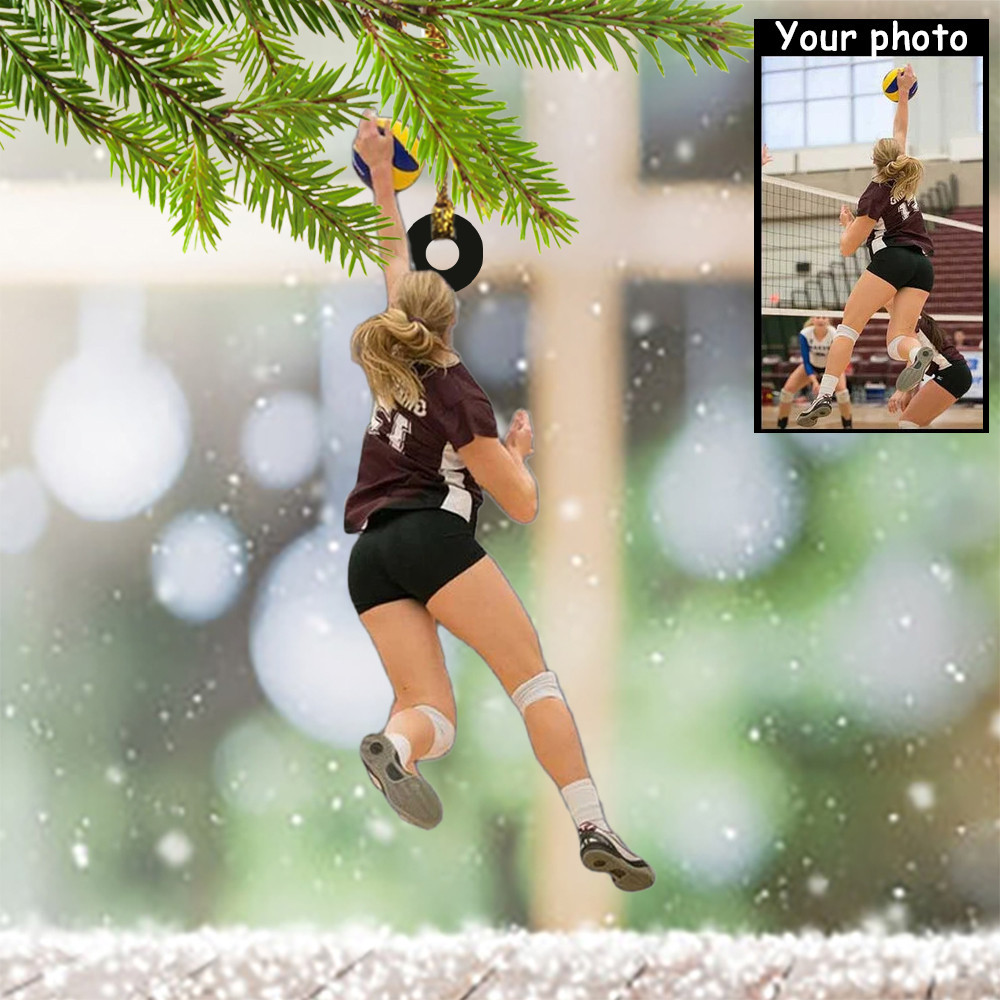 Personalized Photo Volleyball Christmas Ornament Customize Image Volleyball Xmas Ornaments