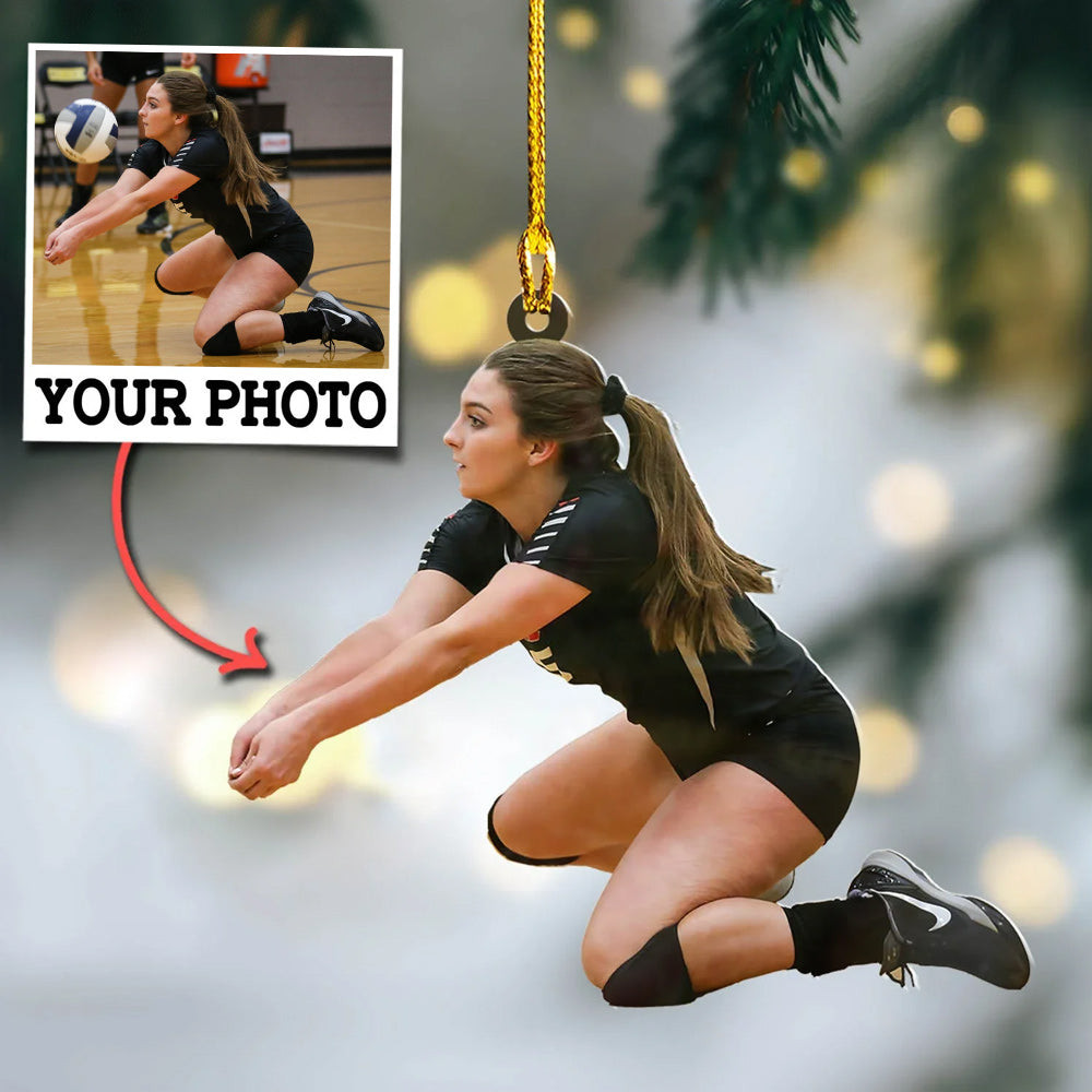 Personalized Photo Volleyball Christmas Ornament Holiday Home Decor Volleyball Lover Xmas Gift