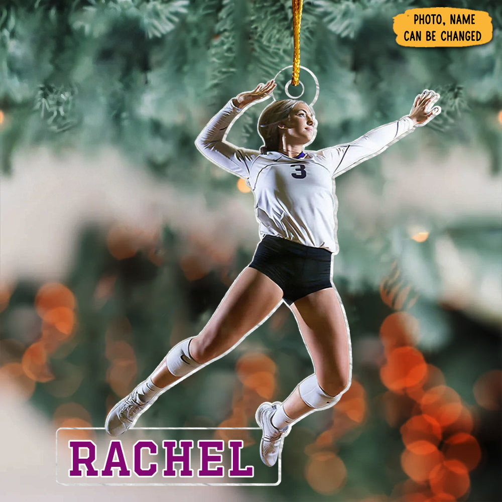 Personalized Photo Volleyball Lover Christmas Ornament Xmas Decor Sport Lover Xmas Gifts