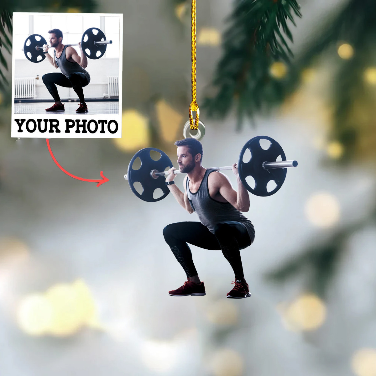 Personalized Photo Weightlifting Christmas Ornament Weightlifting Ornament 2024