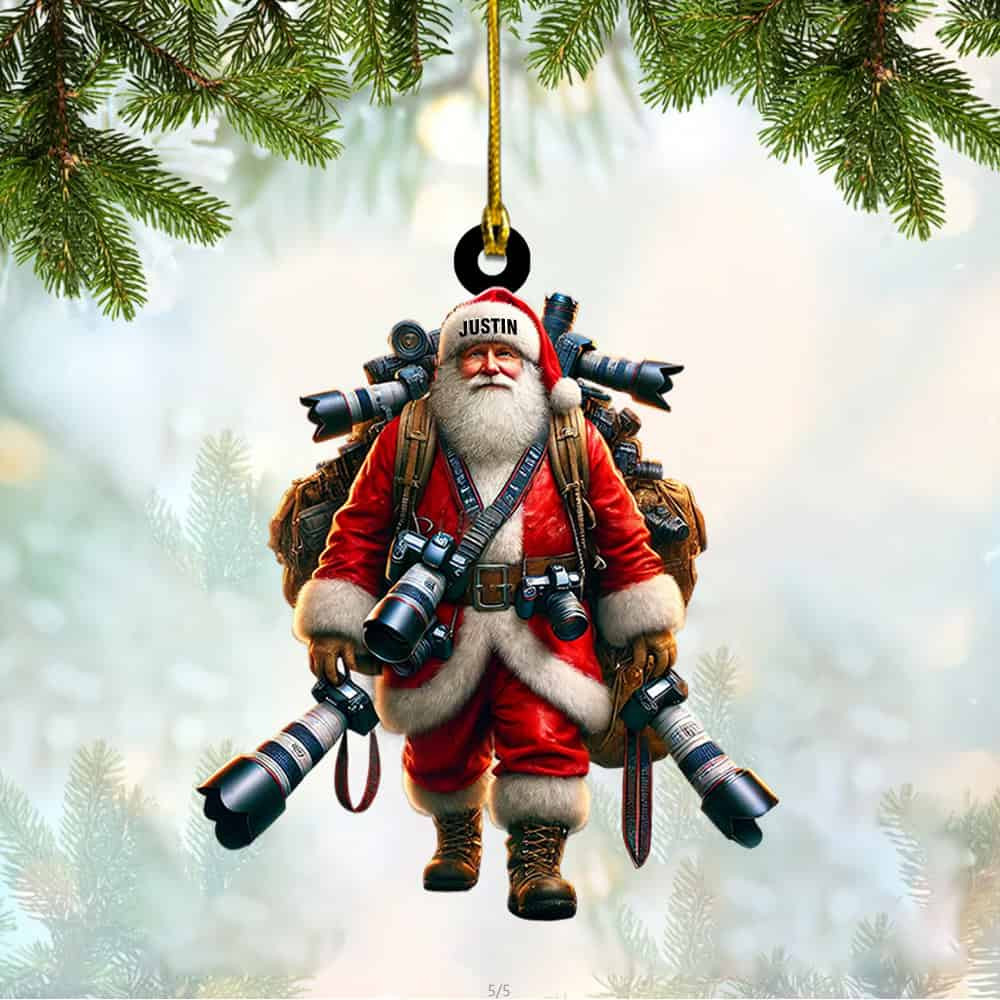 Personalized Photographer Santa Ornament Christmas Gift For Photography Lovers