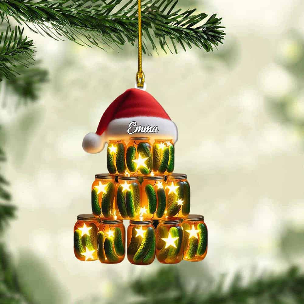 Personalized Pickles Tree Acrylic Ornament Pickle Lover Christmas Gift Pickle Christmas Ornament Funny Pickle Christmas Decor