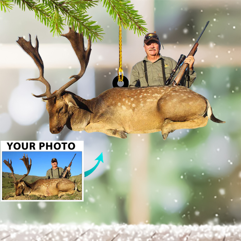 Personalized Picture Deer Hunter Ornament Deer Hunting Christmas Tree Ornaments Unique Gift