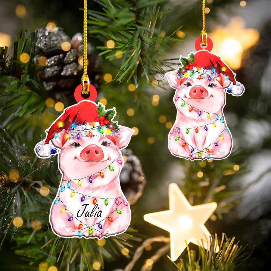 Personalized Pig Christmas Ornament for Daughter Pig Ornament for Girl