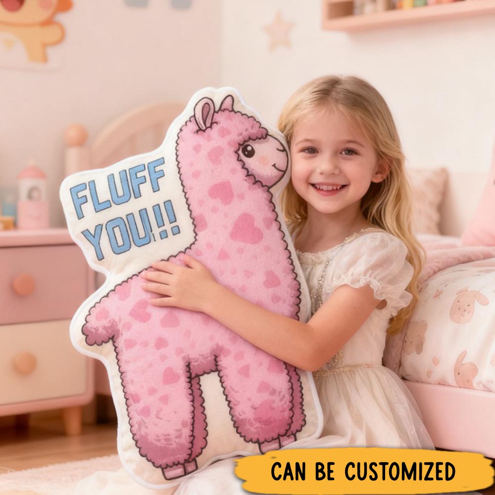 Personalized Pink Alpaca with Name Graphic 3D Print Pillow Christmas Gift for Kids Birthday Gift