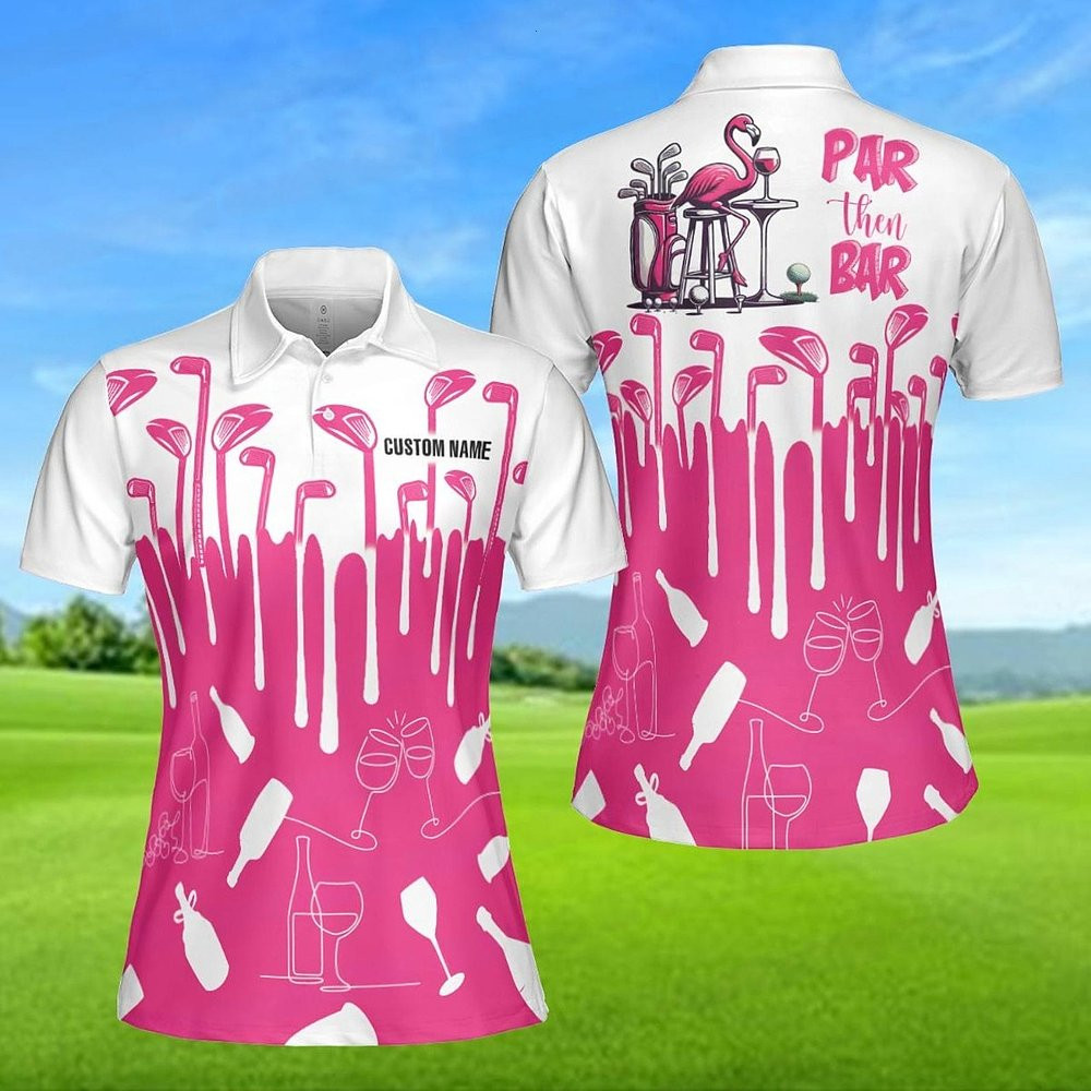 Personalized Pink Flamingo Golf Women's Polo Shirt Gifts For Flamingo Lovers