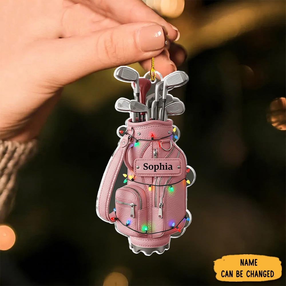 Personalized Pink Golf Bag Christmas Ornament Xmas Tree Decor Cool Christmas Gifts