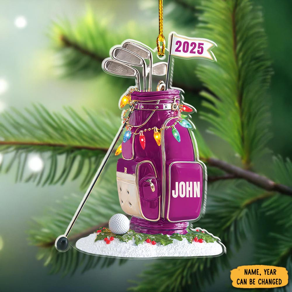 Personalized Pink Golf Bags Christmas Ornament Tree Decoration Christmas Gifts For Girlfriend