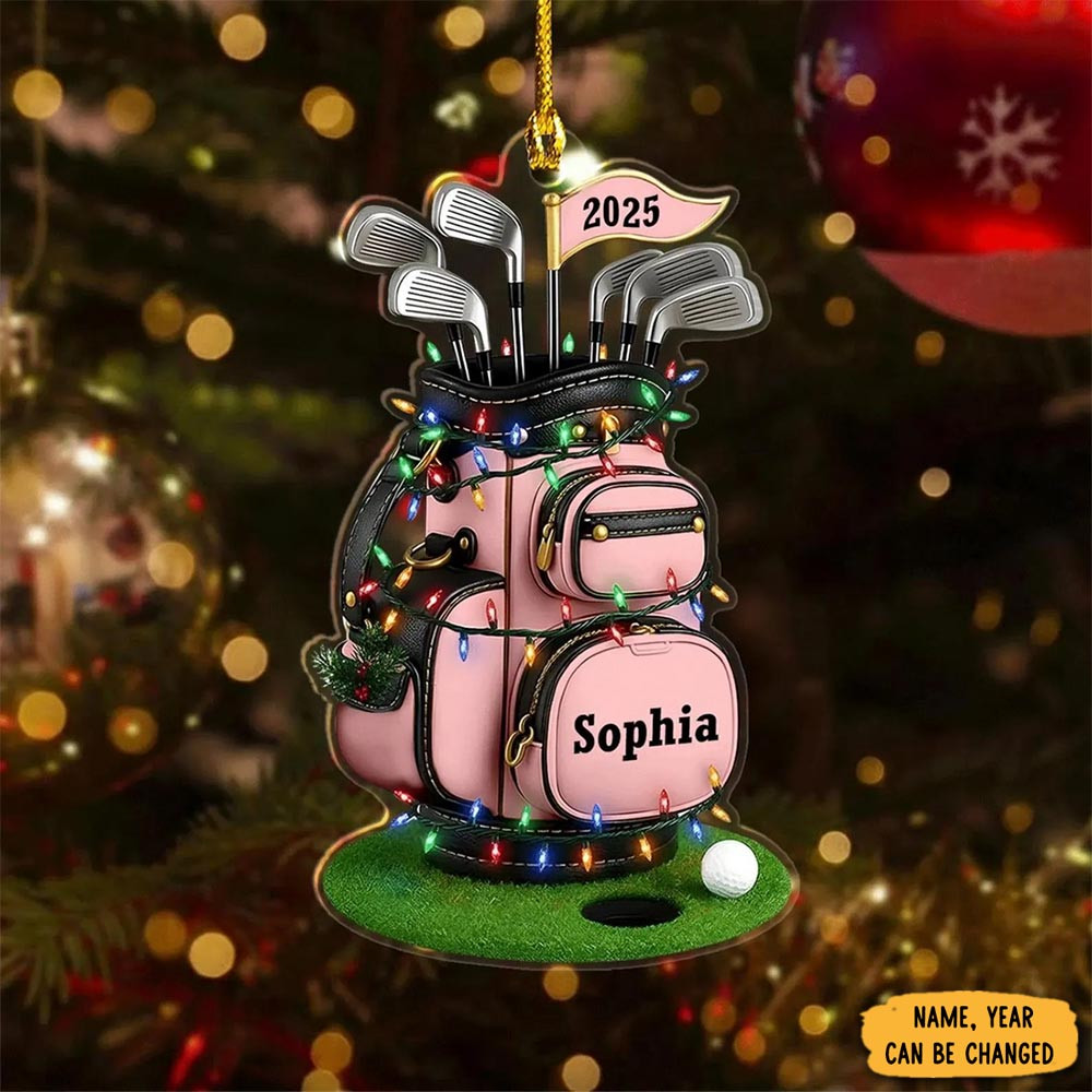 Personalized Pink Golf Bags Christmas Ornament Tree Decoration Xmas Gift For Golf Mom