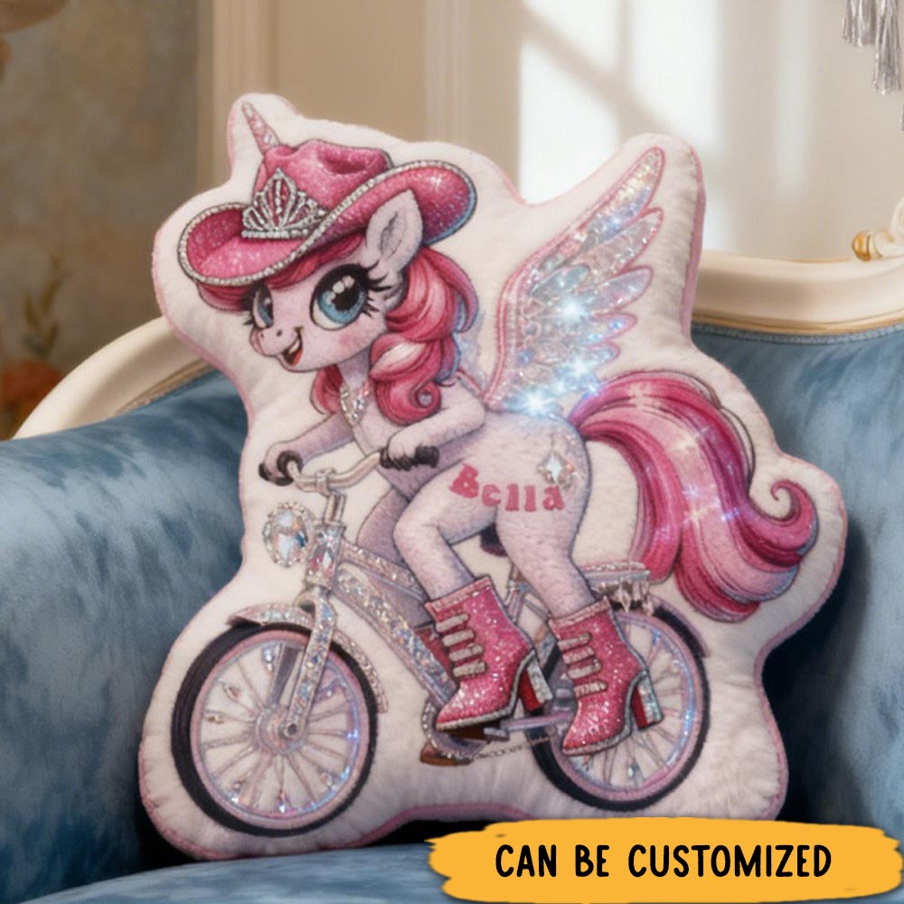 Personalized Pink Princess Pillow Cozy Dreaming Diamond Princess Graphic 3D Print Pillow Name Pillow Comfortable Travel Cushion for Kids Girls Riding Lovers