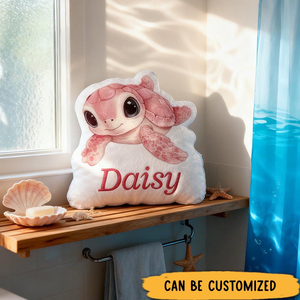 Personalized Pink Voyage Turtle Pillow Graphic 3D Print Pillow for Travel Lovers