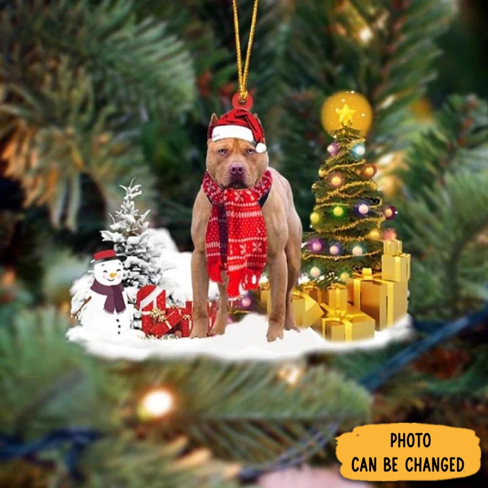 Personalized Pit Bull Christmas Ornament Magical Christmas Tree Ornament