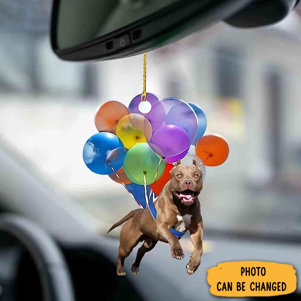 Personalized Pitbull Fly With Bubbles Car Hanging Ornament Holiday Ornament For Home & Family