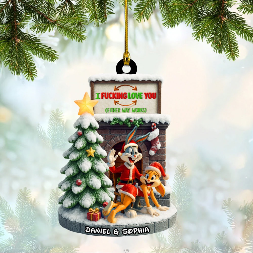 Personalized Playful Cartoon Couple Custom Flat Acrylic Ornament Christmas Gift For Couples