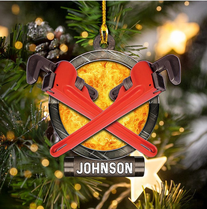 Personalized Plumber Ornament Custom Name Flat Acrylic Ornament for Plumber