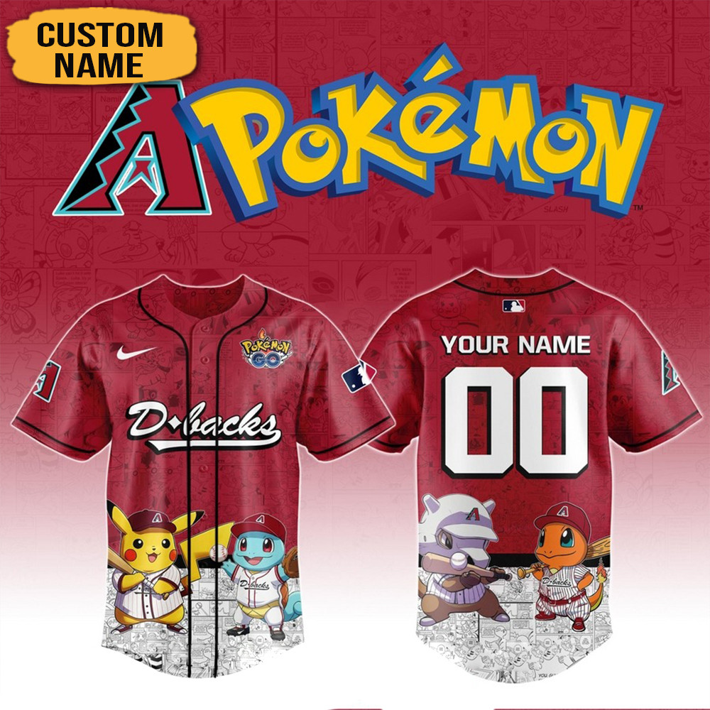 Personalized Pokemon Joining Arizona Diamondbacks Baseball Jersey Gifts For Him