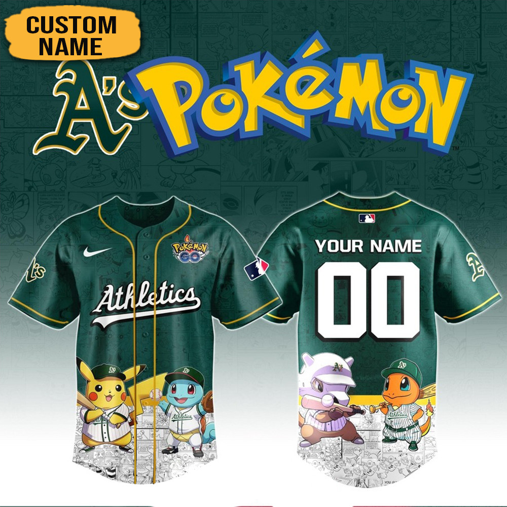 Personalized Pokemon Joining Athletics Baseball Jersey Gifts For Boyfriend