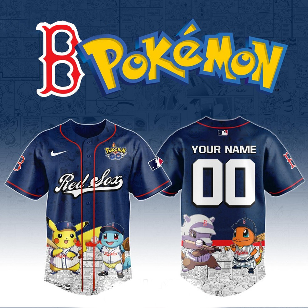 Personalized Pokemon Joining Boston Red Sox Baseball Jersey Gifts For Baseball Lovers