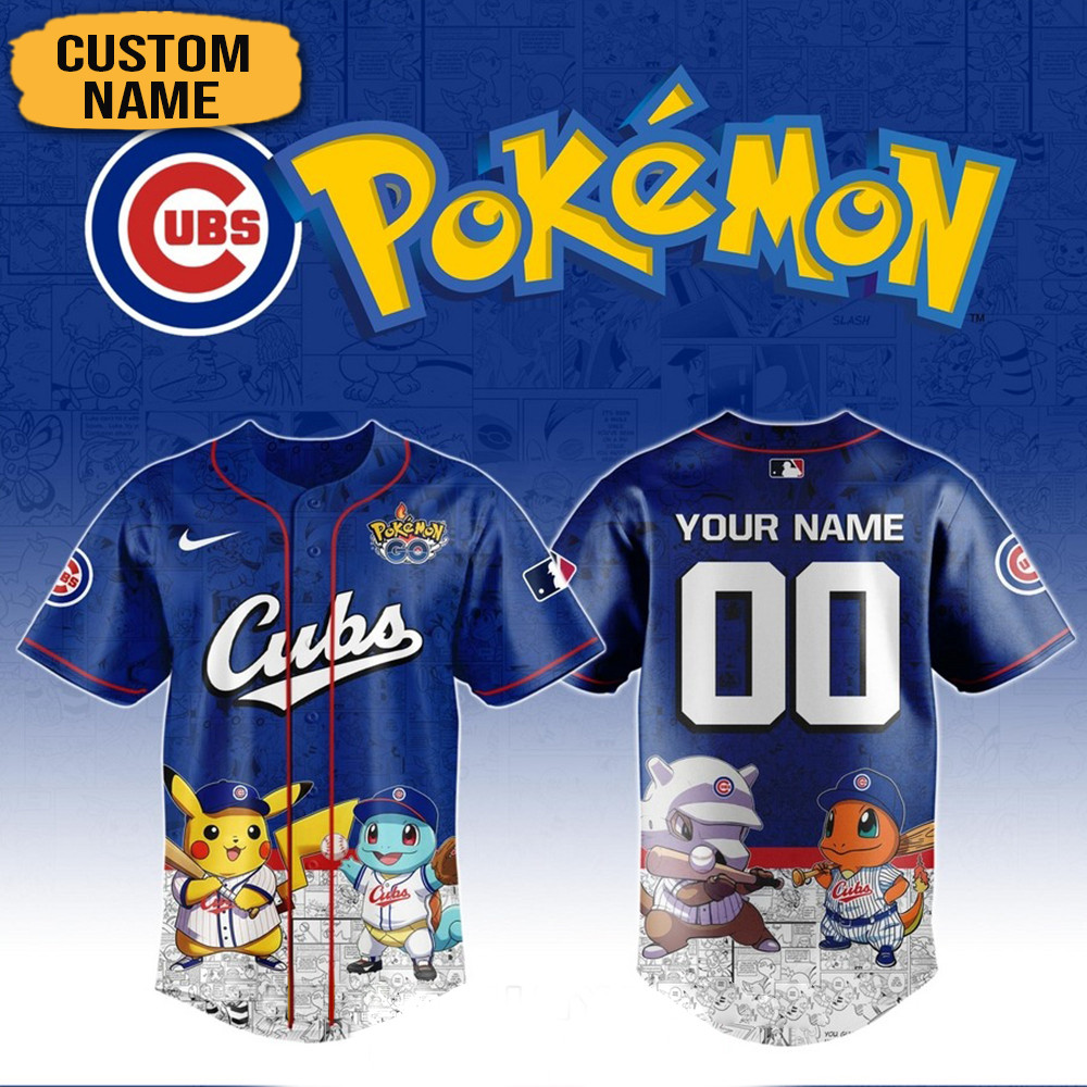 Personalized Pokemon Joining Chicago Cubs Baseball Jersey Cool Baseball Gifts