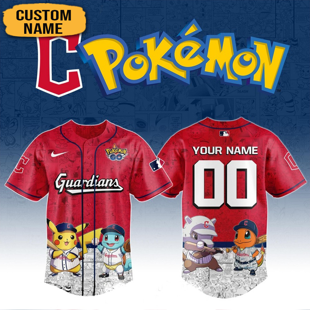 Personalized Pokemon Joining Cleveland Guardians Baseball Jersey Best Gifts For Baseball Fans