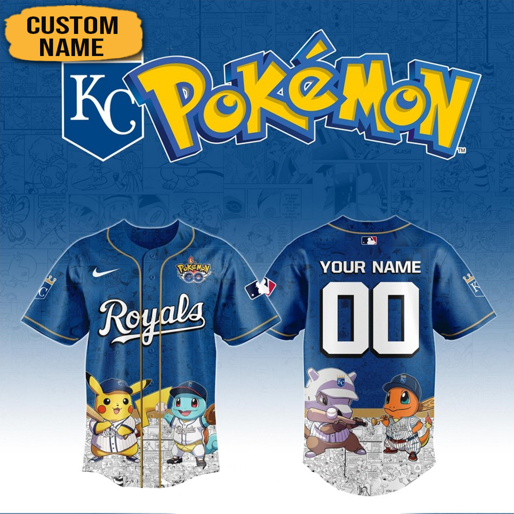 Personalized Pokemon Joining Kansas City Royals Baseball Jersey Baseball Lover Gift Ideas