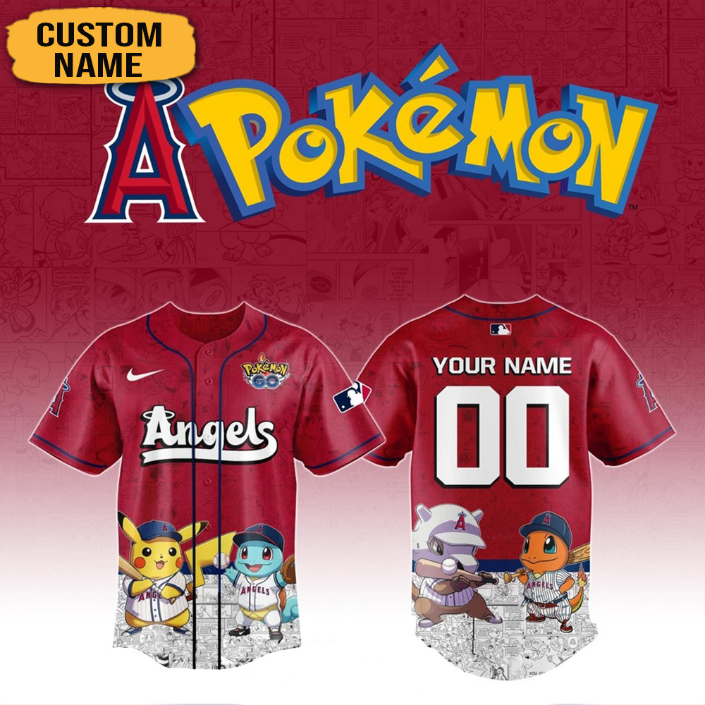 Personalized Pokemon Joining Los Angeles Angels Baseball Jersey Presents For Baseball Lovers