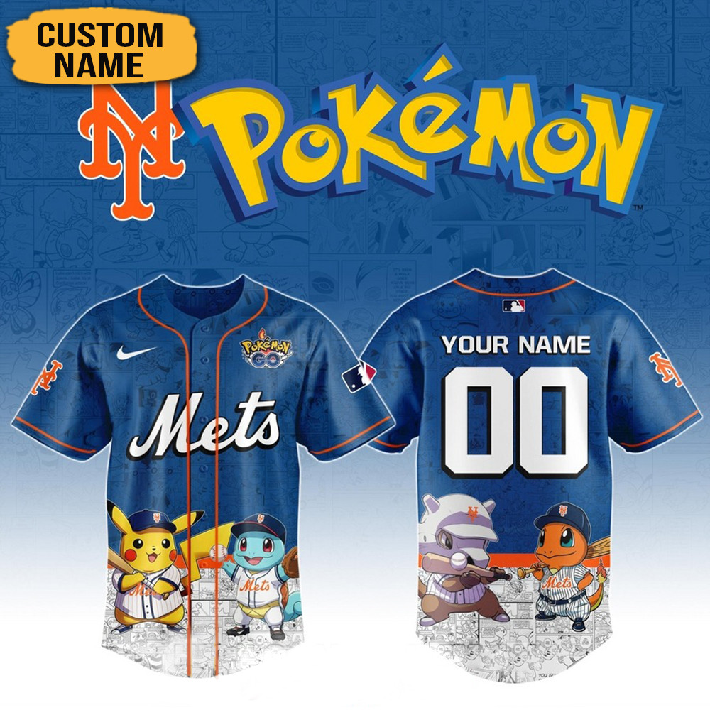 Personalized Pokemon Joining New York Mets Baseball Jersey Gifts For Baseball Lovers